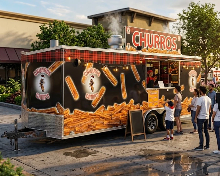 Le foor truck rose de Churros Camps