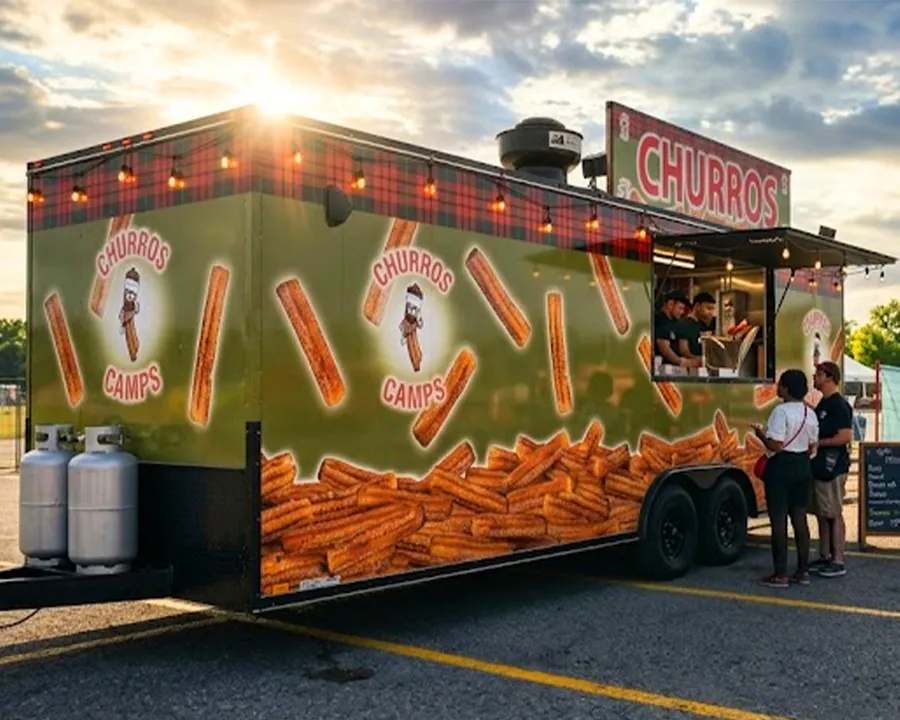 Le foor truck vert de Churros Camps attire la foule